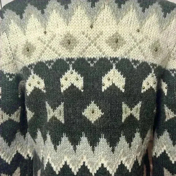 J. Jill Wool Blend Knit Embellished Fair Isle Cardigan Sweater Size XS - Picture 9 of 9